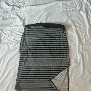 Old Navy Asymmetrical Black and Gray Striped Skirt
